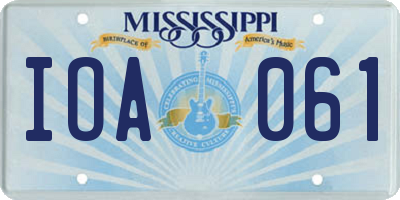 MS license plate IOA061