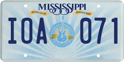 MS license plate IOA071