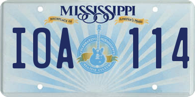 MS license plate IOA114