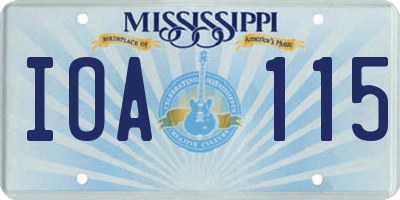 MS license plate IOA115