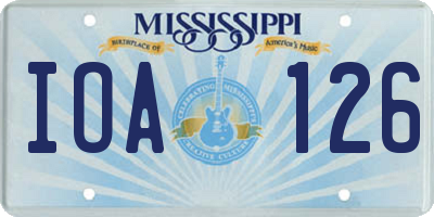 MS license plate IOA126