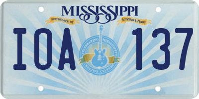 MS license plate IOA137