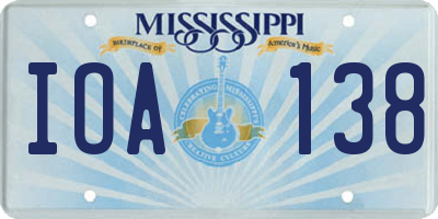 MS license plate IOA138