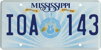 MS license plate IOA143