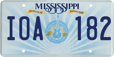 MS license plate IOA182