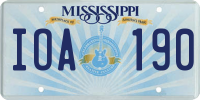 MS license plate IOA190