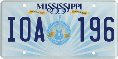 MS license plate IOA196