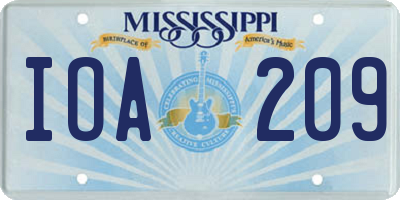 MS license plate IOA209