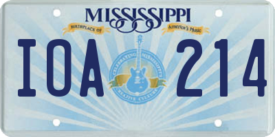MS license plate IOA214