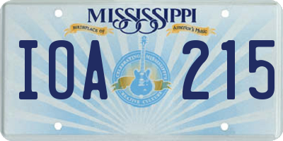 MS license plate IOA215