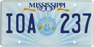 MS license plate IOA237