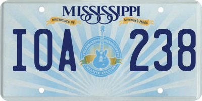 MS license plate IOA238