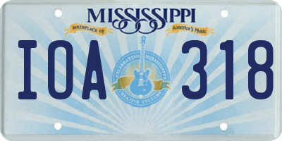 MS license plate IOA318