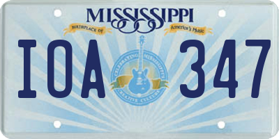 MS license plate IOA347