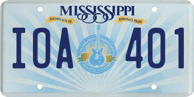 MS license plate IOA401