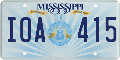 MS license plate IOA415