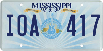 MS license plate IOA417