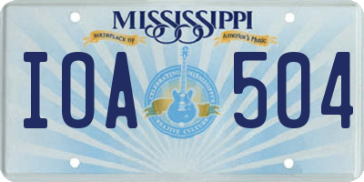 MS license plate IOA504