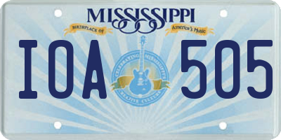 MS license plate IOA505