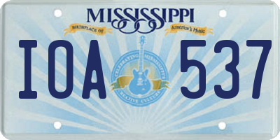 MS license plate IOA537