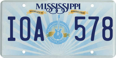 MS license plate IOA578