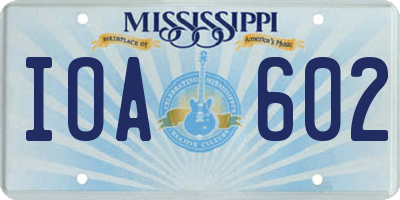 MS license plate IOA602