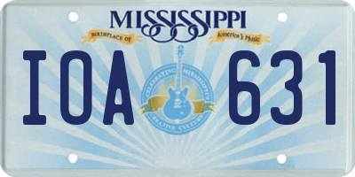 MS license plate IOA631