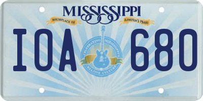 MS license plate IOA680