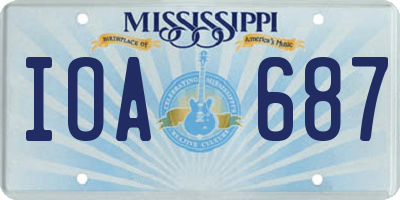 MS license plate IOA687
