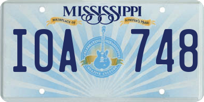 MS license plate IOA748