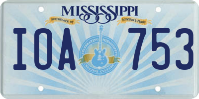 MS license plate IOA753