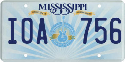 MS license plate IOA756