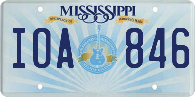 MS license plate IOA846
