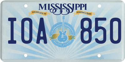 MS license plate IOA850