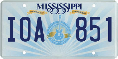 MS license plate IOA851