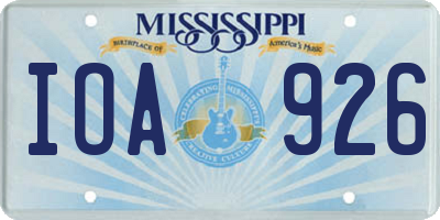 MS license plate IOA926