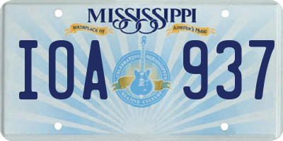 MS license plate IOA937