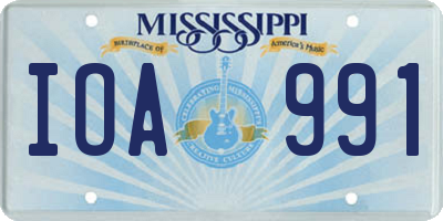 MS license plate IOA991