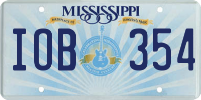 MS license plate IOB354