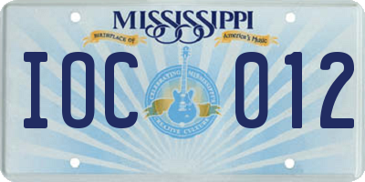 MS license plate IOC012