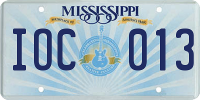 MS license plate IOC013