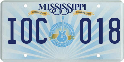 MS license plate IOC018