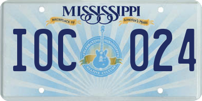 MS license plate IOC024