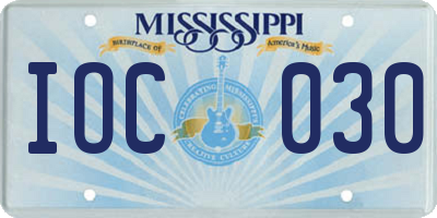 MS license plate IOC030