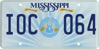 MS license plate IOC064