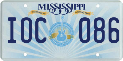 MS license plate IOC086