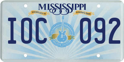 MS license plate IOC092