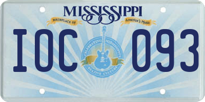 MS license plate IOC093