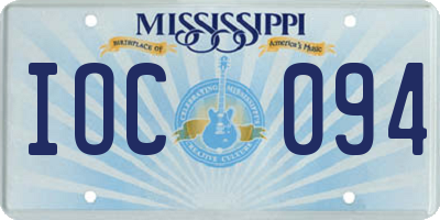 MS license plate IOC094