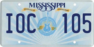 MS license plate IOC105